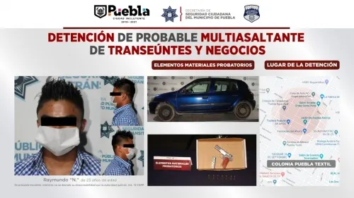 Detienen a probable multiasaltante de transeúntes y negocios