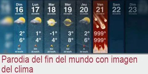 Parodia del fin del mundo con imagen del clima