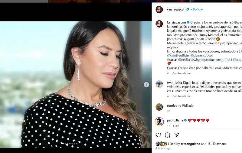Karla Sofía Gascón reaparece en redes y responde con ironía a los chistes de Conan O’Brien en los Oscar 2025
