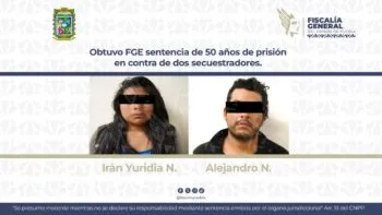 Obtuvo la FGE sentencia de 50 años de prisión en contra de dos secuestradores