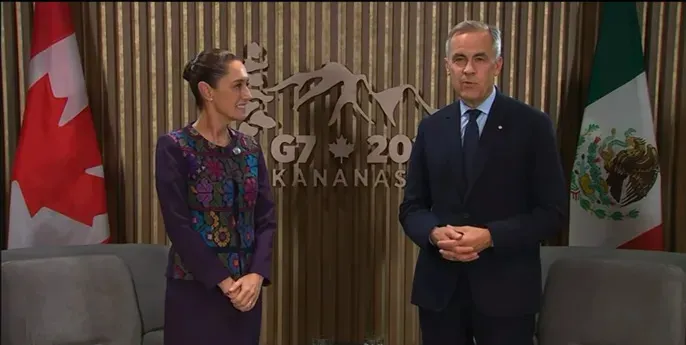 Destaca Claudia Sheinbaum destaca relación comercial y cultural con Canadá en reunión con Mark Carney en G7