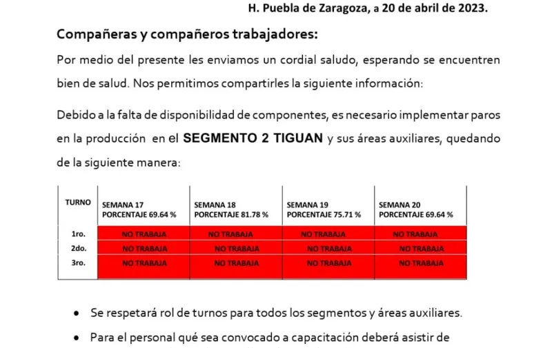 Paro Técnico VW