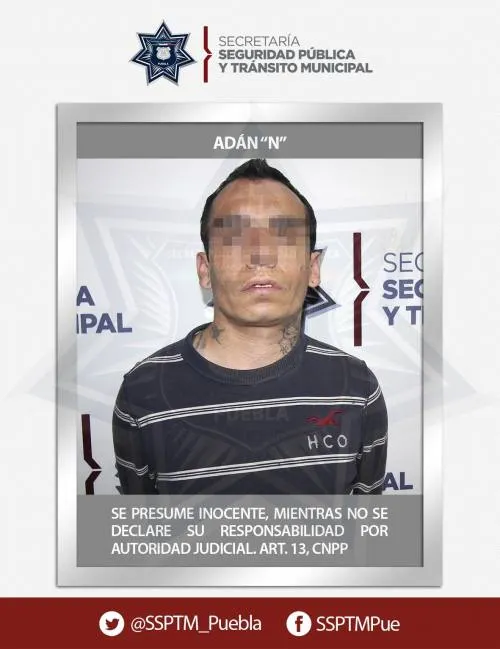 Oportunamente, detuvo Ssptm de Puebla a dos hombres por robo a conductor de transporte privado