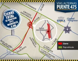 Cierre total en puente 475 se mantiene hasta el miércoles