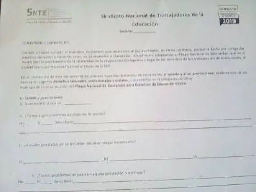 Concluye SNTE encuesta para integrar el pliego de demandas 2019