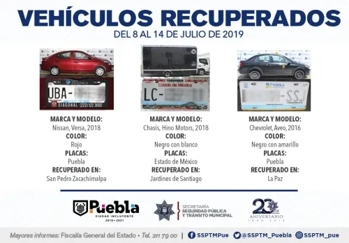 Policía Municipal recuperó cinco vehículos con reporte de robo