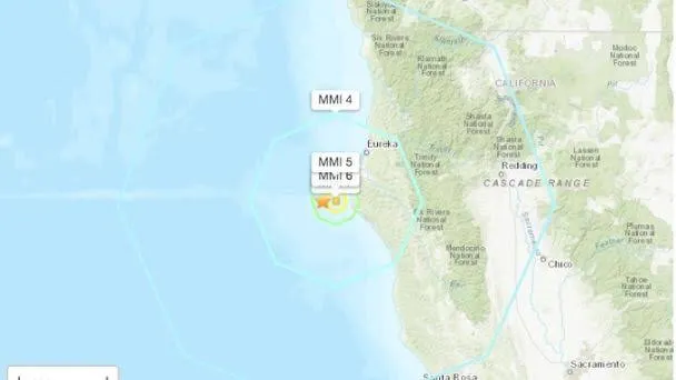 Sacude sismo de magnitud 6.2 a Petrolia, California