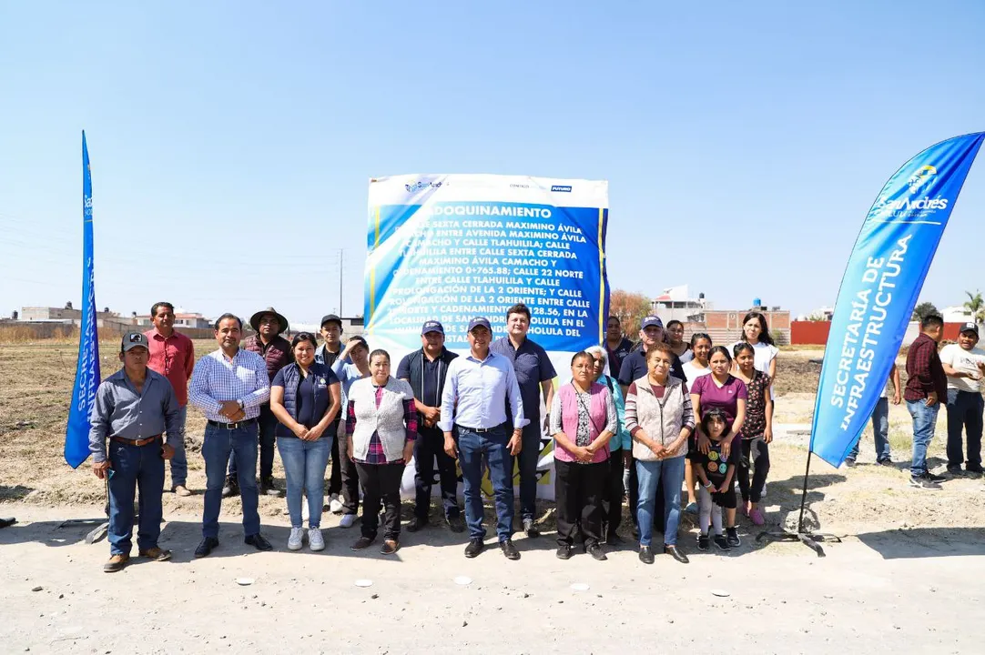 Arranca Ayuntamiento de San Andrés Cholula con adoquinamiento en calles de la cabecera municipal