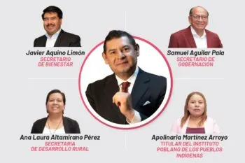 Javier Aquino, Samuel Aguilar, Ana Laura Altamirano y Apolinaria Martínez, primeros integrantes del gabinete de Armenta