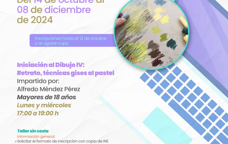 Para fomentar el desarrollo artístico de los poblanos, la Secretaría de Cultura emitió talleres virtuales y presenciales de música, teatro, danza, artes plásticas, visuales y escénicas, mismos que serán desarrollados en los talleres de iniciación artística “Pedro Ángel Palou” y el centro cultural “San Roque”.