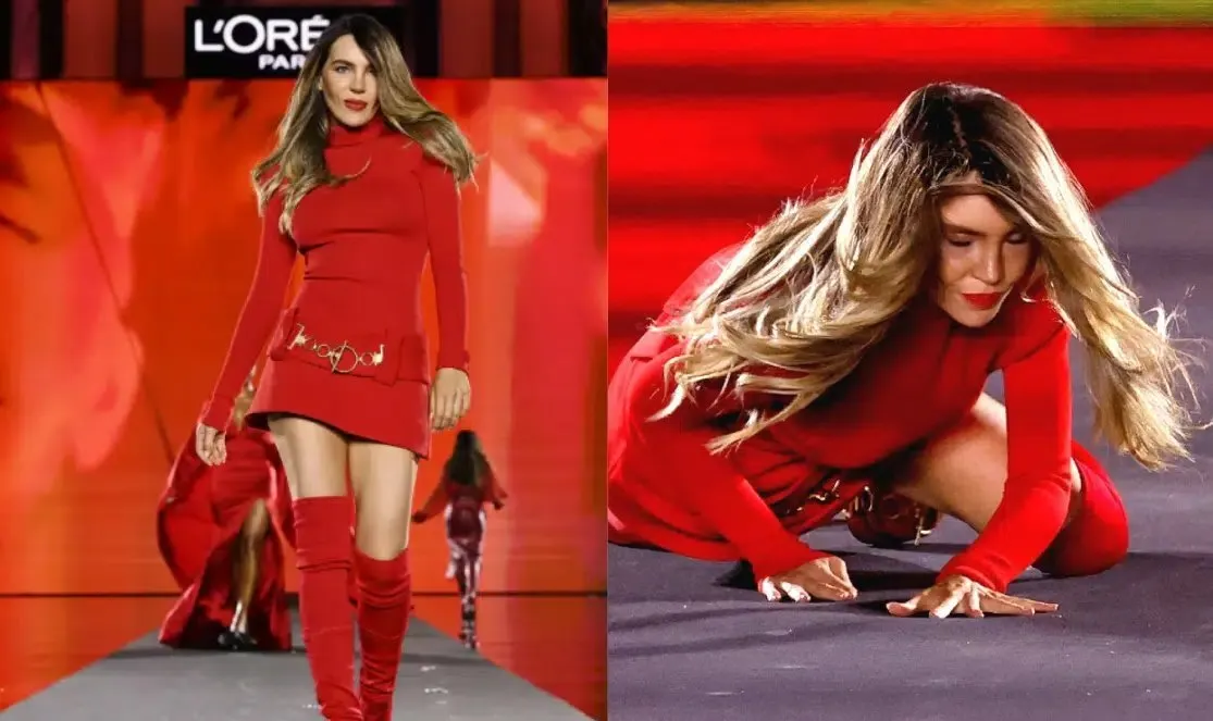 Belinda sufre aparatosa caída en desfile de París pero sigue "ganando como siempre"