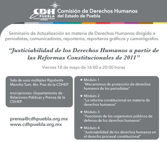 Realizará CDHEP seminario de actualización en derechos humanos para gremio periodístico