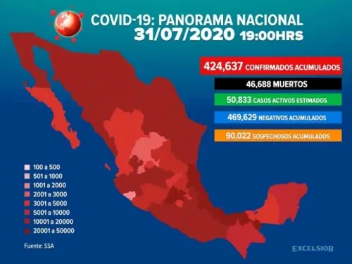México supera los 420 mil casos positivos de covid-19