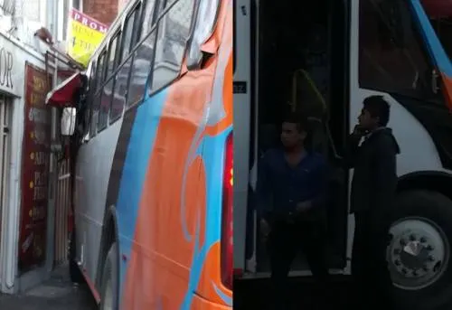 Transporte público se impacta contra un negocio de comida