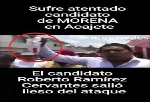 VIDEO: Candidato de Morena en Acajete sufre atentado; disparan en su contra en el inicio de campaña