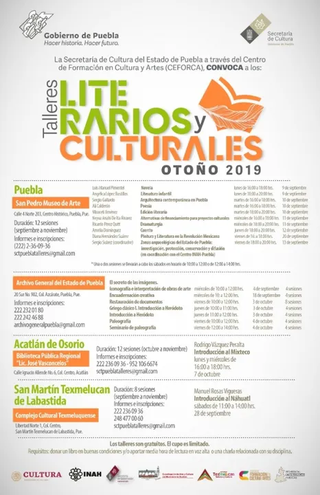 Con talleres, Secretaría de Cultura impulsará la creación literaria