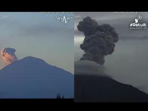 Volcanes del Fuego y Popocatépetl hacen erupción al mismo tiempo