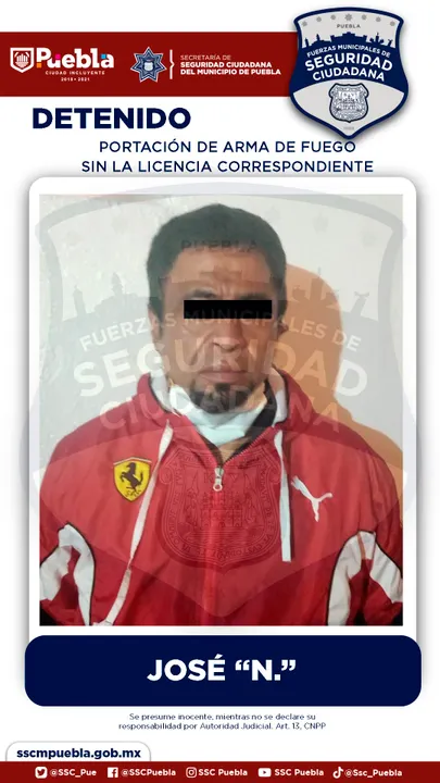 Detuvo SSC de Puebla a tres hombres por portación ilegal de arma de fuego