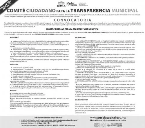 Se amplía la convocatoria para sumarse al Comité Ciudadano para la Transparencia