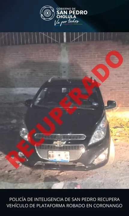 Policía de inteligencia de San Pedro recupera vehículo de plataforma robado en Coronango