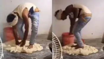 ¡Con sabor de hogar! Cachan a vendedor de empanadas aplanando la masa con los pies