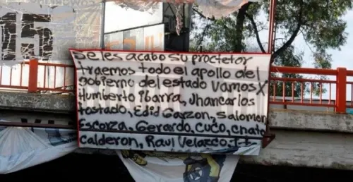 Con mantas, amenazan a políticos y comerciantes de Texmelucan presuntamente ligados al “Loco Tellez”