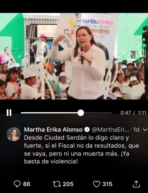 El manotazo de Martha Érika contra el fiscal de Puebla y los errores del pasado