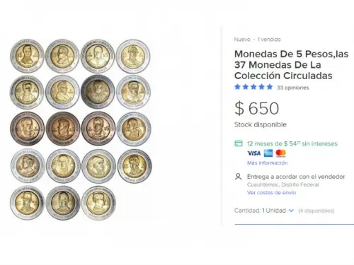 Monedas conmemorativas de 5 pesos ahora valen miles