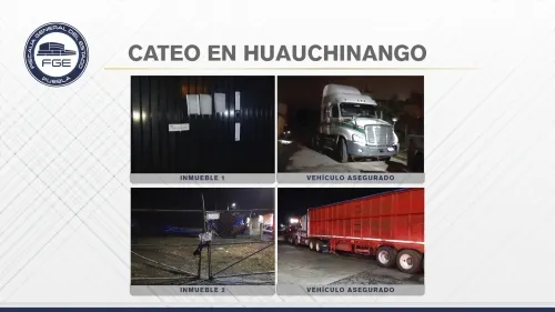 Fiscalía cateó inmuebles en Huauchinango y recuperó un tractocamión