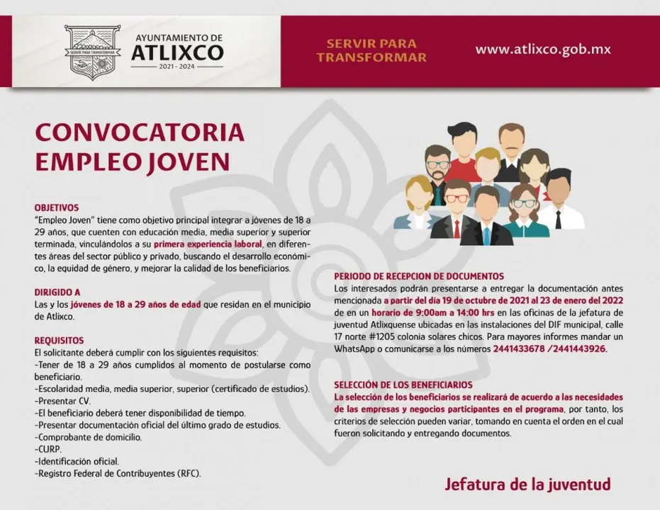 Ayuntamiento de Atlixco lanza Programa Empleo Joven