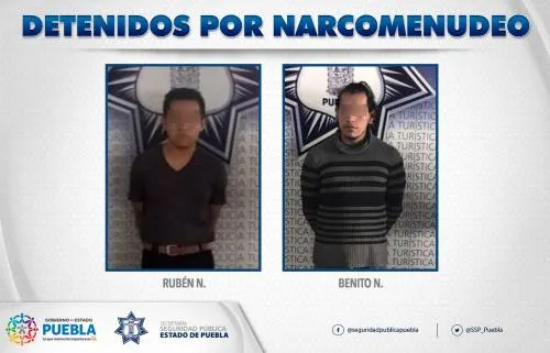SSP detuvo a dos presuntos narcomenudistas que operaban en la ciudad de Puebla