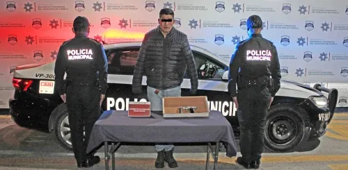 Aseguró policía municipal de Puebla un arma de fuego; un hombre fue detenido