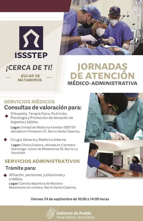 Realizará ISSSTEP primera jornada de atención en Izúcar de Matamoros