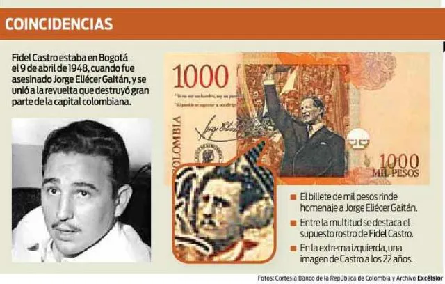 Hasta en los billetes de Colombia se ve rostro de Fidel Castro