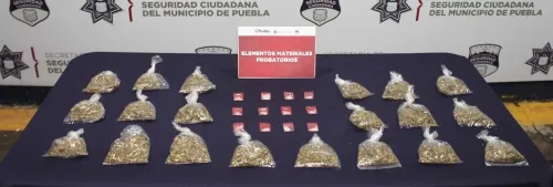 Aseguró policía municipal de Puebla más de 30 dosis de posible droga