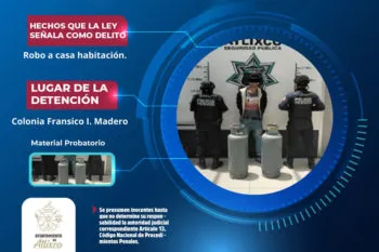Detienen en Atlixco a sujeto que intentó robar dos tanques de gas en la colonia Francisco I. Madero