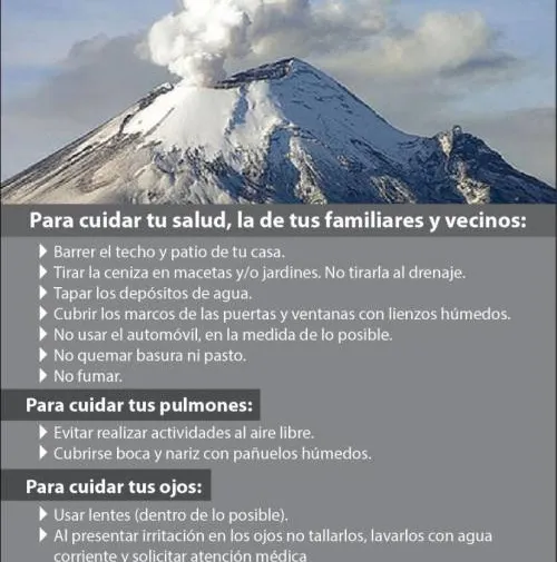 Recomienda la Secretaría de Salud cubrir ojos y garganta ante la caída de ceniza del Popocatépetl