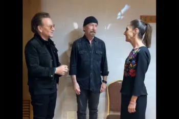 Claudia Sheinbaum se reúne con integrantes de U2 y propone proyecto para apoyar a talentos mexicanos