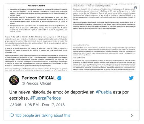 Hacen oficial la adquisición de Pericos de Puebla