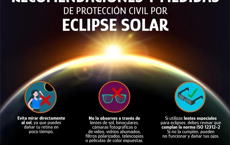PC Atlixco emite varias recomendaciones ante el próximo eclipse solar