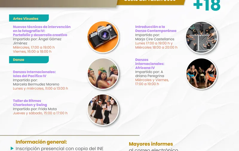 Para fomentar el desarrollo artístico de los poblanos, la Secretaría de Cultura emitió talleres virtuales y presenciales de música, teatro, danza, artes plásticas, visuales y escénicas, mismos que serán desarrollados en los talleres de iniciación artística “Pedro Ángel Palou” y el centro cultural “San Roque”.