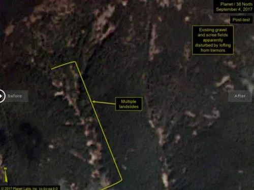 Bomba nuclear norcorena causó deslizamientos de tierra