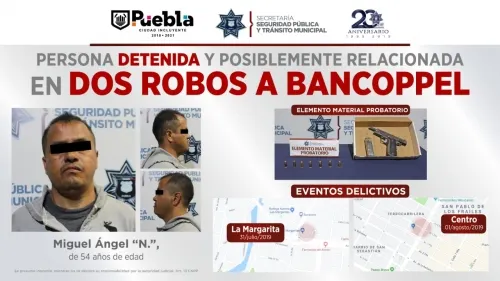 Detuvo SSPTM de Puebla a persona posiblemente relacionada en dos robos a Bancoppel