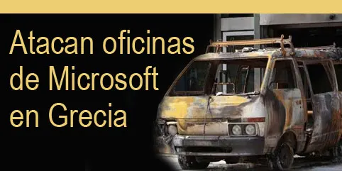 Incendian auto en oficinas de Microsoft en Grecia