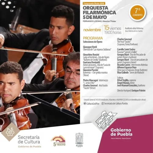 Ópera, en Séptimo Concierto de Temporada de la Filarmónica 5 de Mayo