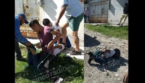 Detienen y golpean a presunto delincuente en la colonia Ampliación Guadalupe Hidalgo