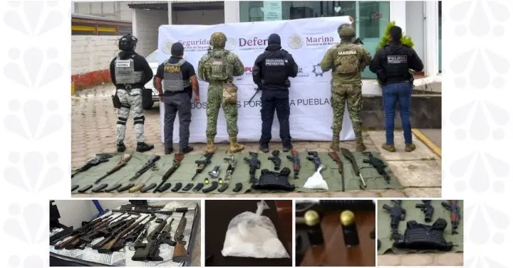 Cateo en Chignahuapan por delitos contra la salud deja armas, droga y un inmueble asegurado