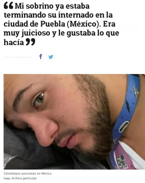 Tío de estudiante colombiano asesinado pide que no se manche su nombre