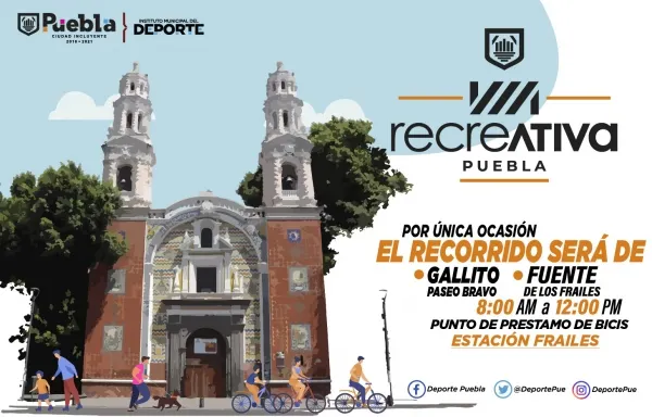 Anuncia Ayuntamiento de Puebla cambio temporal en Vía Recreativa este domingo 3 de octubre