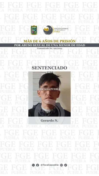 Sentencian a más de 6 años de prisión a sujeto por abuso sexual de una menor en San Pedro Cholula